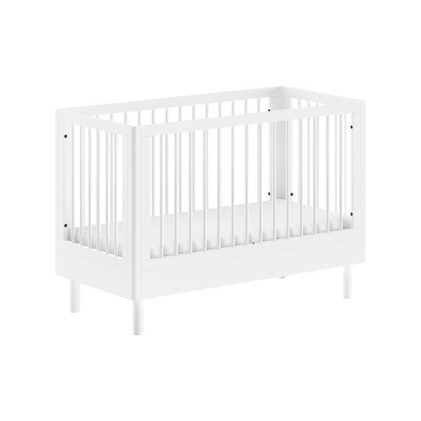 Fehér bükkfa babaágy állítható magassággal 60x120 cm Forrest – Vipack