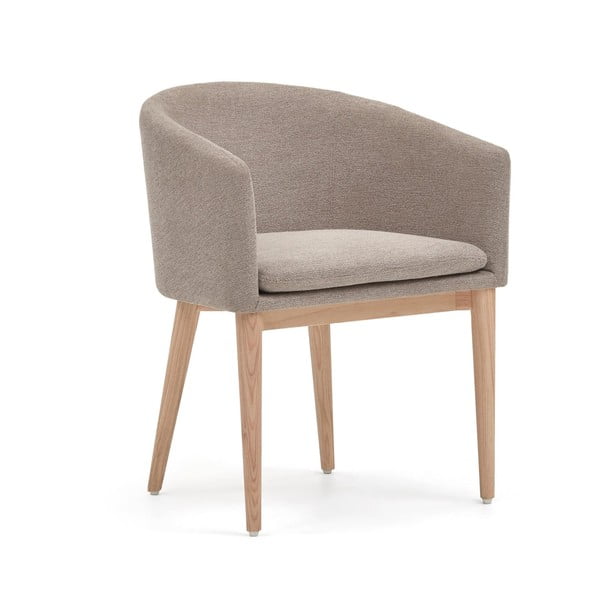 Bézs kárpitozott karfás étkezőfotel Harlan – Kave Home