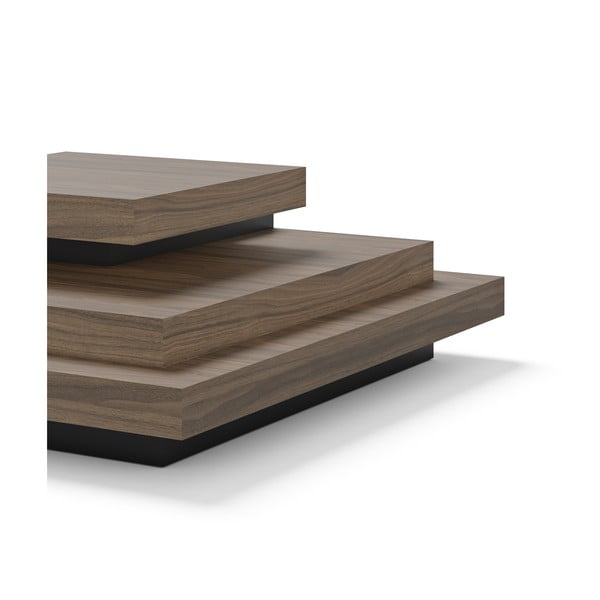 Fekete-natúr színű dohányzóasztal diófa dekorral 110x110 cm Slate – TemaHome-image-4