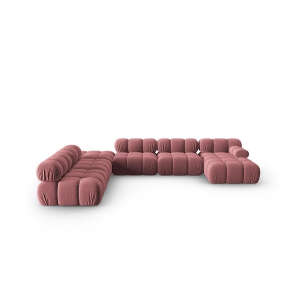 Rózsaszín bársony kanapé 379 cm Bellis – Micadoni Home
