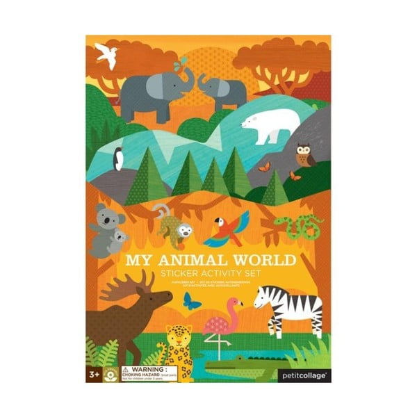 Animal World összehajtható tábla újrahasznosított papírból, növényi festékkel - Petit collage