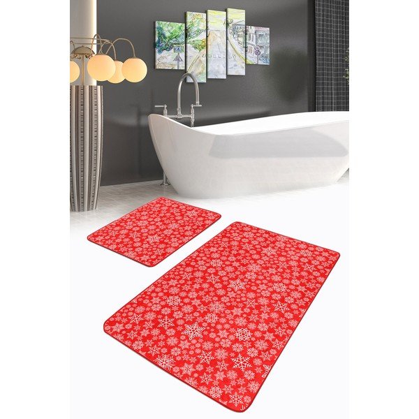 Piros fürdőszobai kilépő szett 2 db-os 60x100 cm – Mila Home-image-2