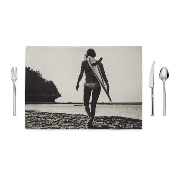Tropical Surf fekete-fehér tányéralátét, 35 x 49 cm - Home de Bleu