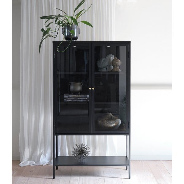 Fekete fém tálalószekrény 90x160 cm Carmel – Unique Furniture-image-3