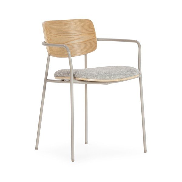 Világosszürke-natúr színű kárpitozott karfás étkezőfotel szett Nour – MOME