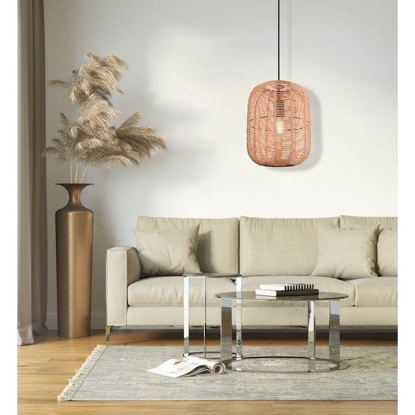 Világosbarna függőlámpa textil búrával ø 35 cm Runa – Trio-image-3