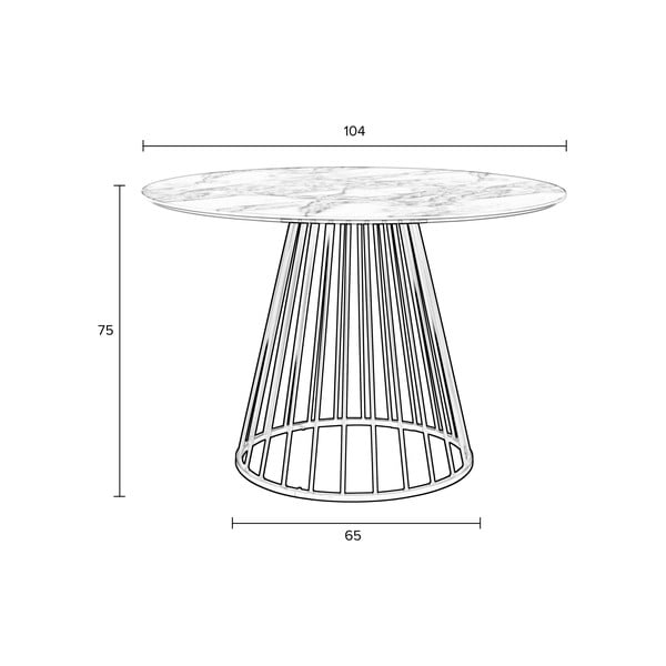 Kerek étkezőasztal márvány dekoros asztallappal ø 110 cm Floris – White Label-image-4
