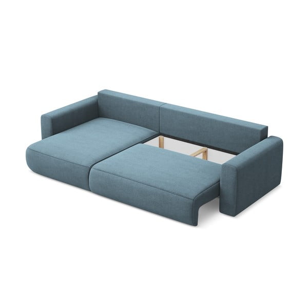 Világoskék kinyitható-tárolóhelyes sarokkanapé (bal oldali-heverő résszel) Kapua – Makamii-image-3