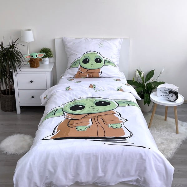 Egyszemélyes pamut gyerek ágyneműhuzat 140x200 cm Star Wars Baby Yoda – Jerry Fabrics-image-1