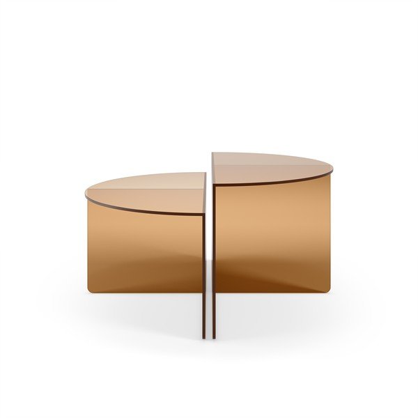 Barna üveg kerek dohányzóasztal szett 2 db-os ø 80 cm Velta – MOME-image-3