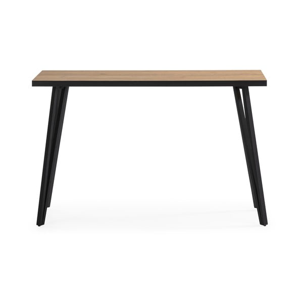 Fekete-natúr színű konzolasztal tölgyfa dekoros asztallappal 60x120 cm Sindi – Marckeric-image-2