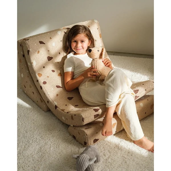Világosbarna buklé-zsenília gyerek fotel Terrazzo Moon – Wigiwama-image-2
