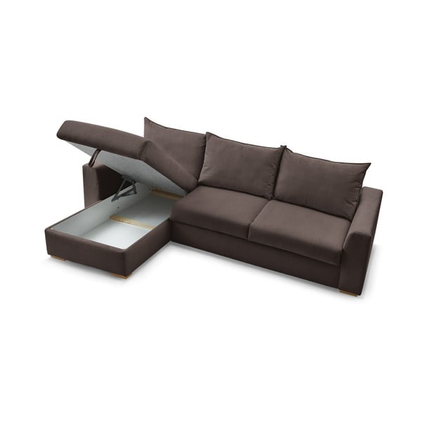 Barna kordbársony kinyitható sarokkanapé (variálható) Augustin – Bobochic Paris-image-4