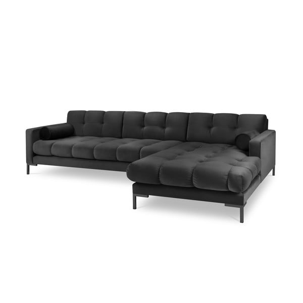 Bali sötétszürke bársony sarokkanapé, jobb oldali - Cosmopolitan Design-image-2