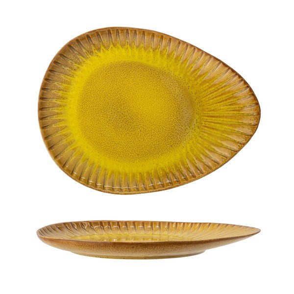 Cala sárga agyagkerámia szervírozó tál, 34 x 25,5 cm - Bloomingville-image-2