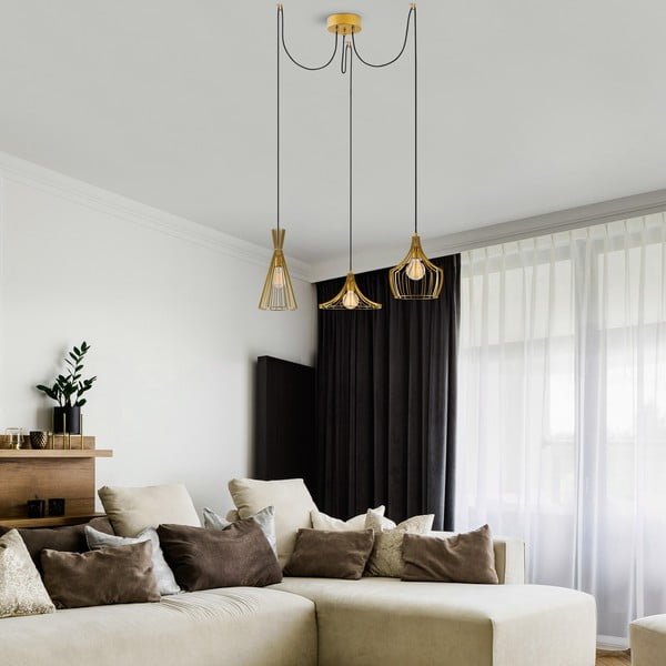 Aranyszínű függőlámpa fém búrával Mezopotamya – Opviq lights-image-1