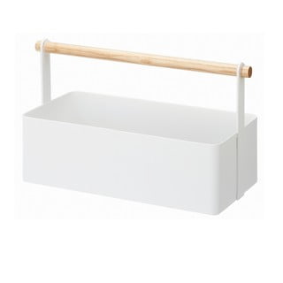 Tosca Tool Box fehér multifunkciós tárolódoboz bükkfa részletekkel, hossz 29 cm - YAMAZAKI