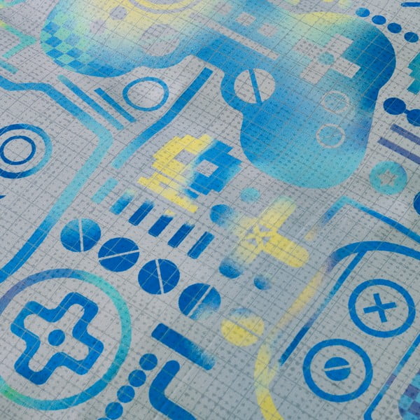 Szürke gumis egyszemélyes mikroszálas gyerek lepedő magas matrachoz 90x190 cm Gamer – Catherine Lansfield-image-2