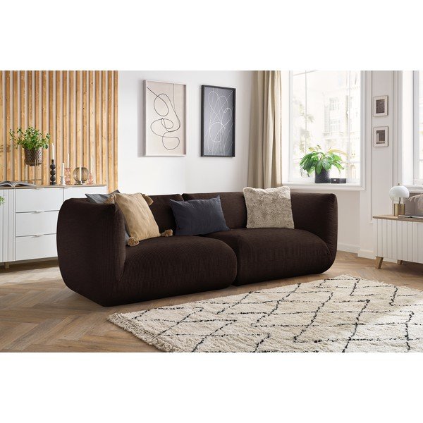 Sötétbarna kordbársony kanapé 260 cm Lecomte – Bobochic Paris-image-1