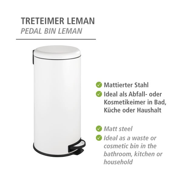 Fehér acél pedálos szemetes 30 l Leman – Wenko-image-4