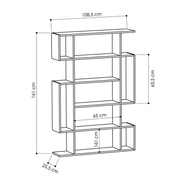 Antracitszürke-natúr színű könyvespolc tölgyfa dekorral 108,5x161 cm Mito – Homitis-image-2