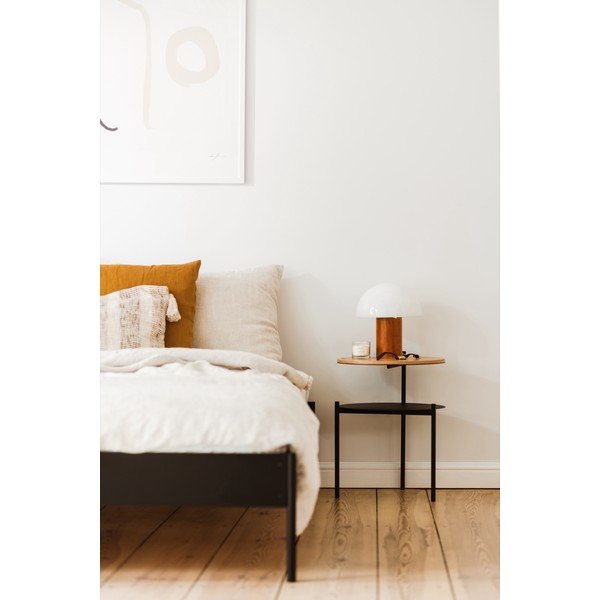 Fekete-natúr színű éjjeliszekrény tölgyfa dekoros asztallappal Tu – noo.ma-image-1