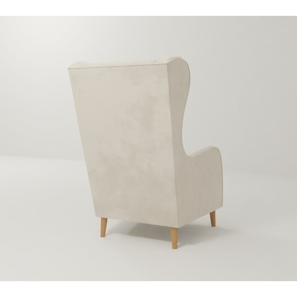 Krémszínű bársony füles fotel Carole – Ropez-image-2