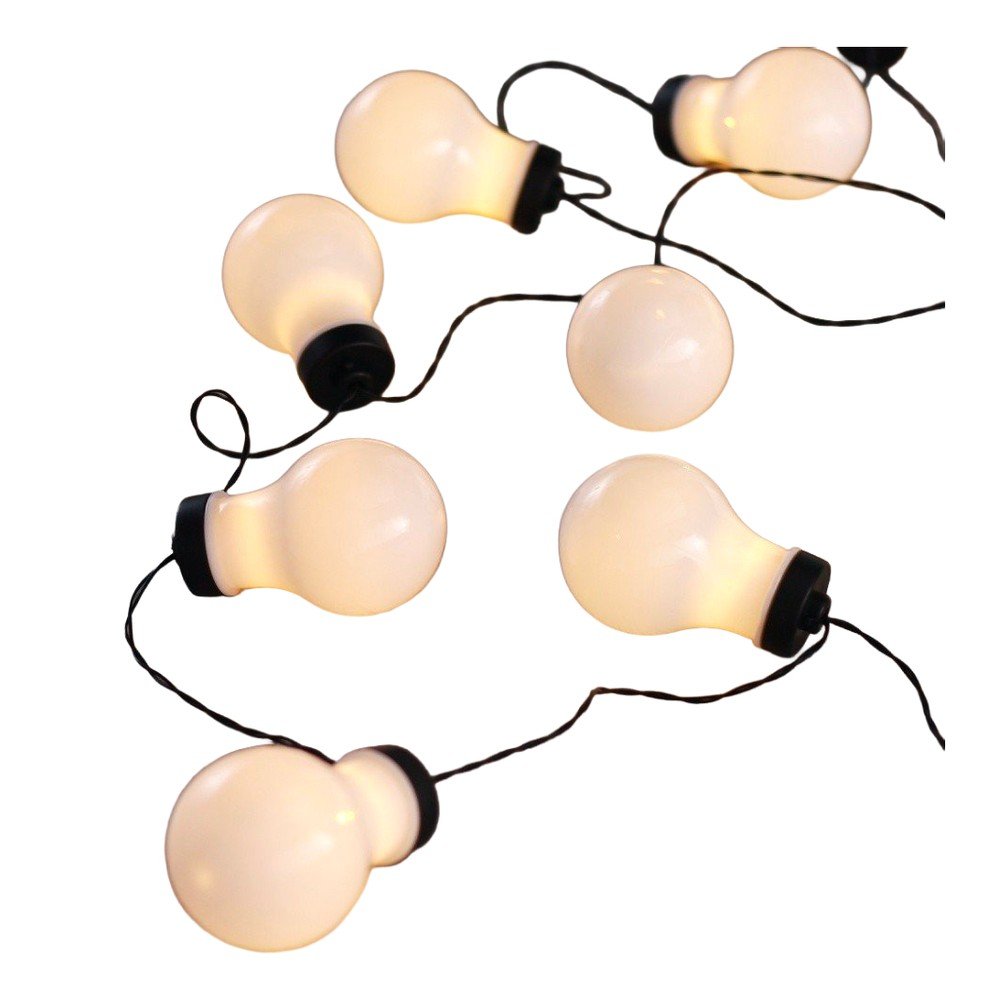 Bulb fekete villanykörte alakú LED fényfüzér, 10 izzós, hosszúság 2,2 m - DecoKing