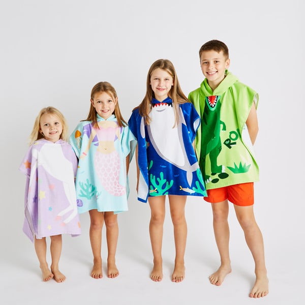 Kék pamut gyerek fürdőponcsó Shark – Catherine Lansfield-image-4