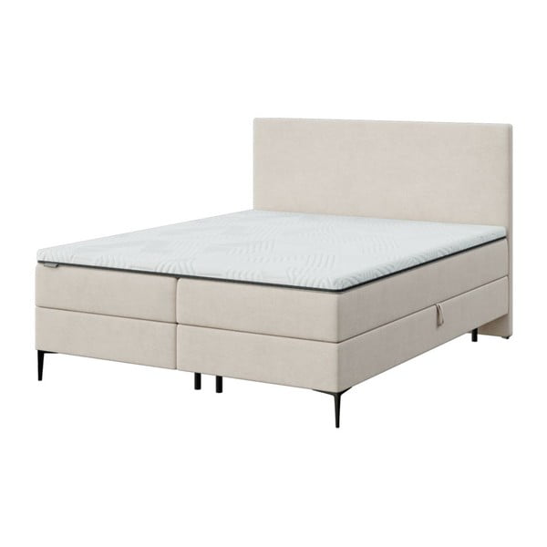 Bézs ágyneműtartós boxspring ágy 160x200 cm Bufo – MESONICA