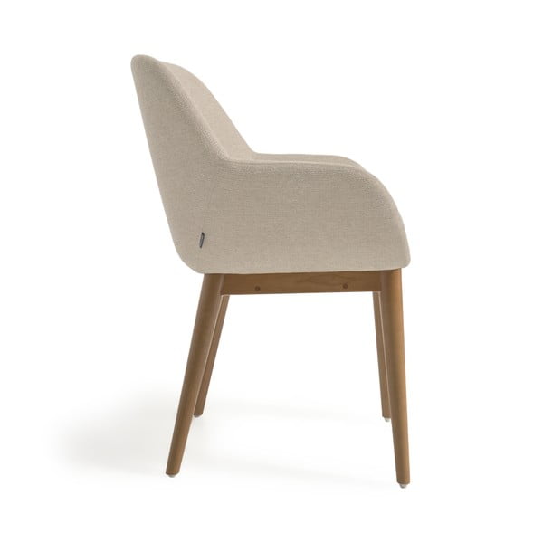 Bézs kárpitozott karfás étkezőfotel Konna – Kave Home-image-3