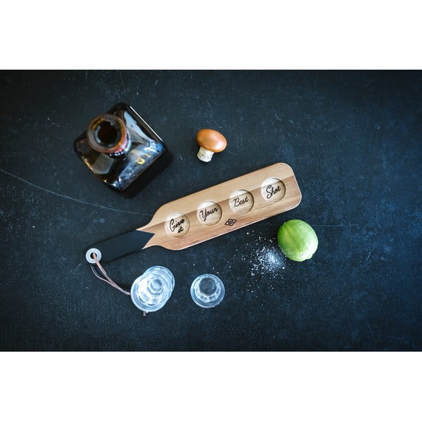 Szervírozó fadeszka 4 röviditalos pohárral - Gentlemen's Hardware-image-1