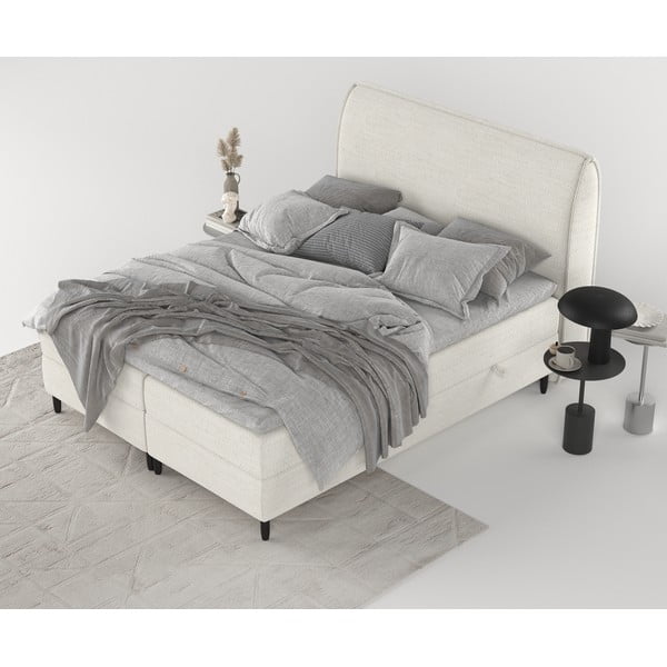 Krémszínű ágyneműtartós boxspring ágy 200x200 cm Melba – Maison de Rêve-image-2