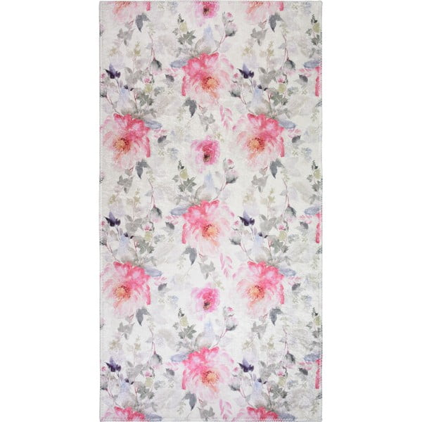 Rózsaszín-elefántcsont színű mosható szőnyeg 80x150 cm Pink Garden – Vitaus