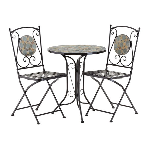 Amalfi 2 db szürke kerti szék és mozaikos asztal szett - Premier Housewares