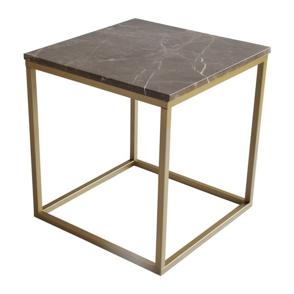 Accent kávézó asztal aranyszínű vázzal és barna márvány asztallappal, 50 cm széles - RGE