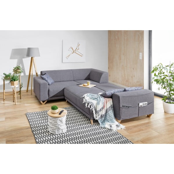 Szürke kinyitható-tárolóhelyes sarokkanapé (bal oldali-L alakú) Classy Sophie – Miuform-image-4