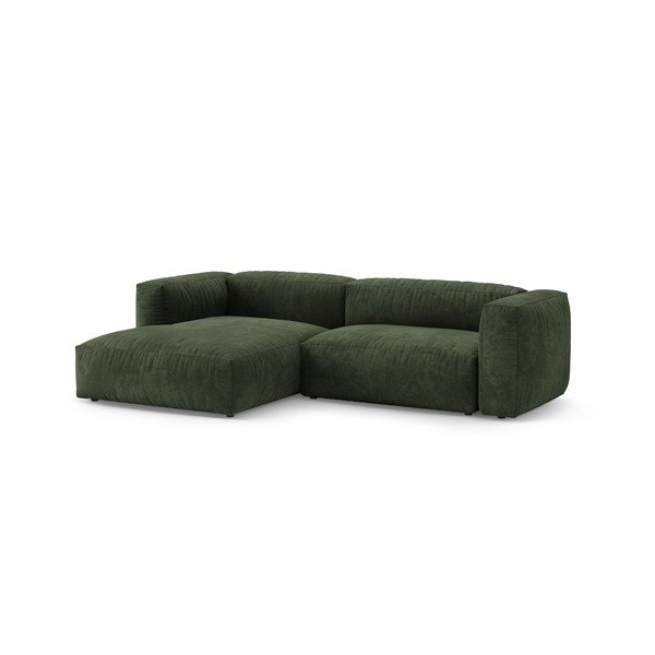 Zöld bársony kinyitható moduláris sarokkanapé (bal oldali-heverő résszel) – Micadoni -image-4