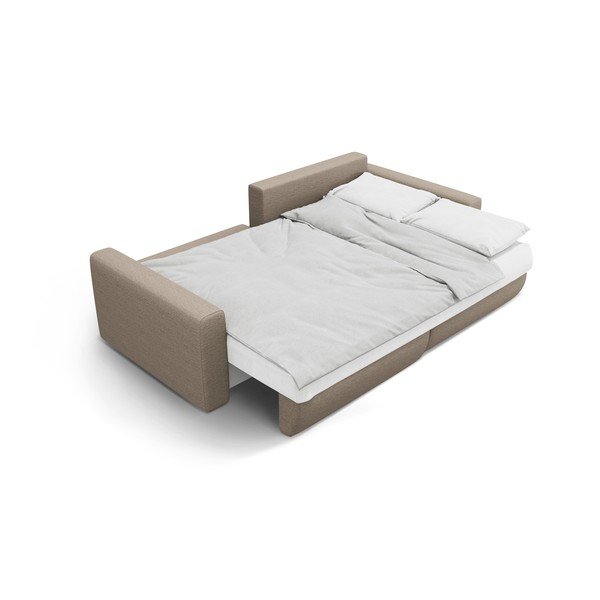 Világosbarna kinyitható tárolóhelyes sarokkanapé Belfast – Cosmopolitan Design-image-4