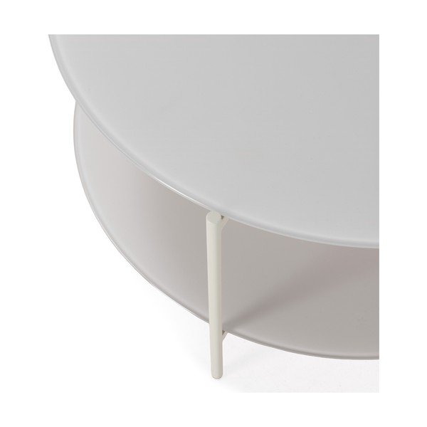 Krémszínű kerek dohányzóasztal üveg asztallappal ø 83 cm Davi – MOME-image-3