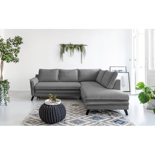 Charming Charlie L sötétszürke kinyitható sarokkanapé, jobb oldali - Miuform-image-1