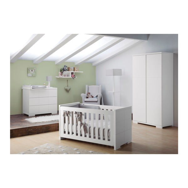 Blanca fehér rácsos ágy, egyszemélyes ággyá alakítható, 140 x 70 cm - Núvol-image-2