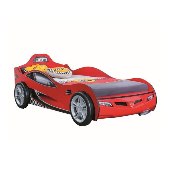 Race Cup Carbed Red autó formájú piros gyerekágy, 90 x 190 cm