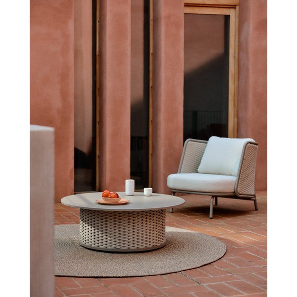 Bézs kerek kültéri-beltéri szőnyeg újrahasznosított szálakból ø 150 cm Despas – Kave Home-image-1