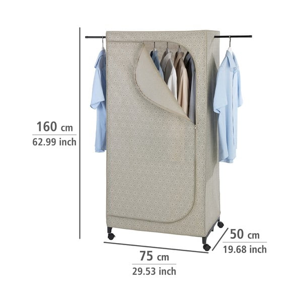 Bézs textil ruhásszekrény 75x160 cm Balance – Wenko-image-1
