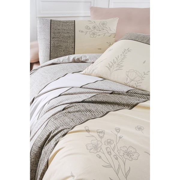Bézs egyszemélyes pamut ágyneműhuzat 140x200 cm Pine – Mijolnir-image-1