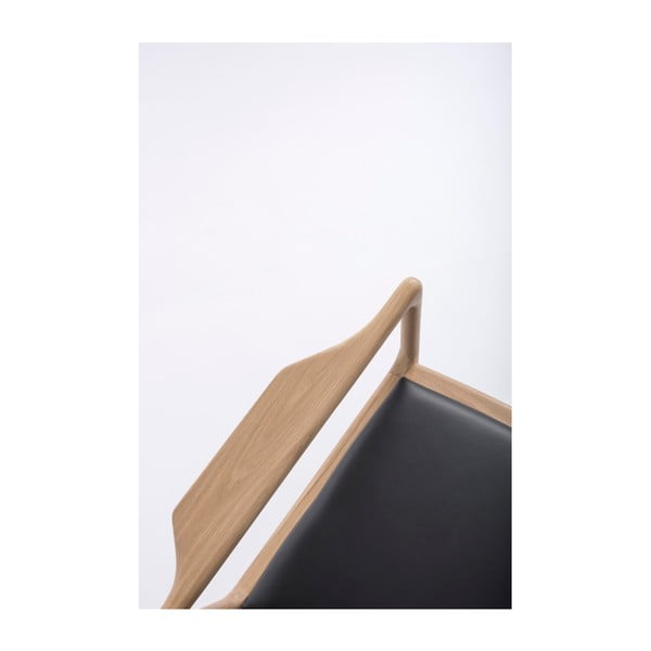 Dedo fotel tömör tölgyfa konstrukcióval, fekete bivalybőr ülőpárnával - Gazzda-image-4