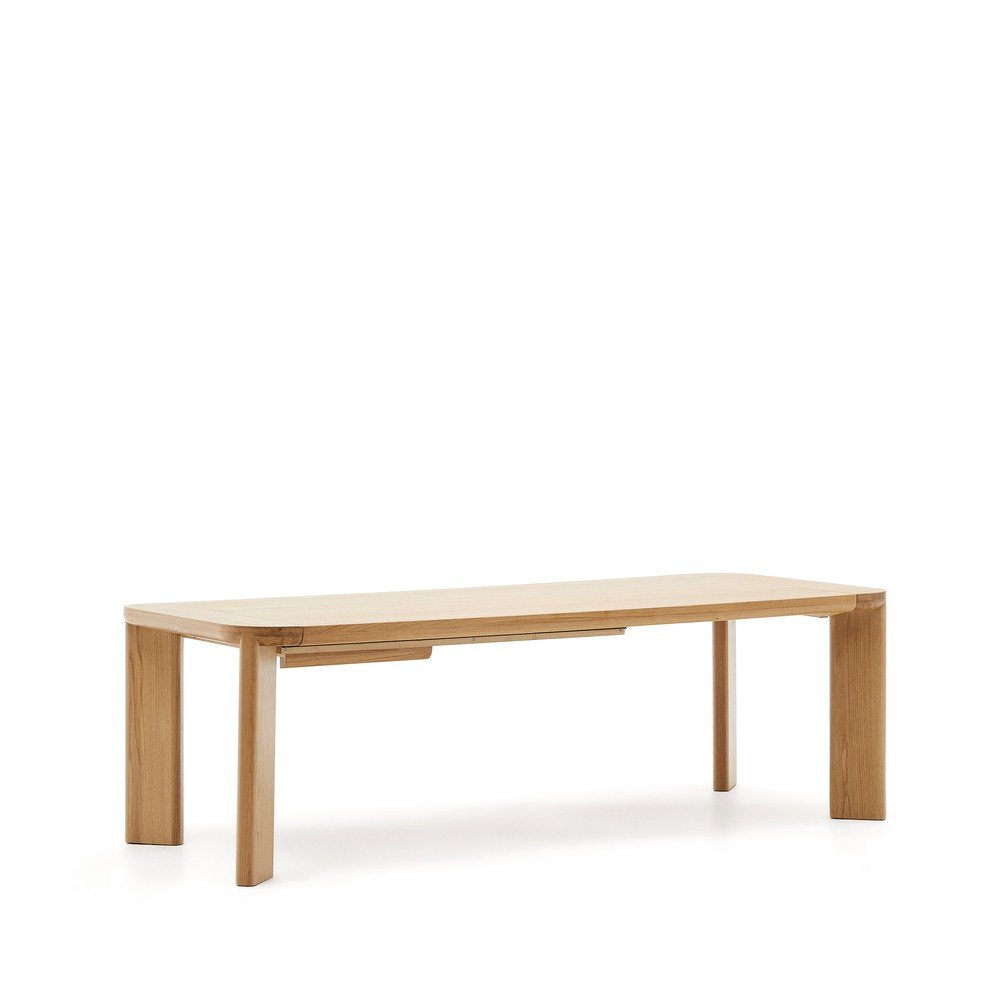 Bővíthető étkezőasztal tölgyfa dekoros asztallappal hosszabbító asztallappal 100x240 cm Jondal  Kave Home