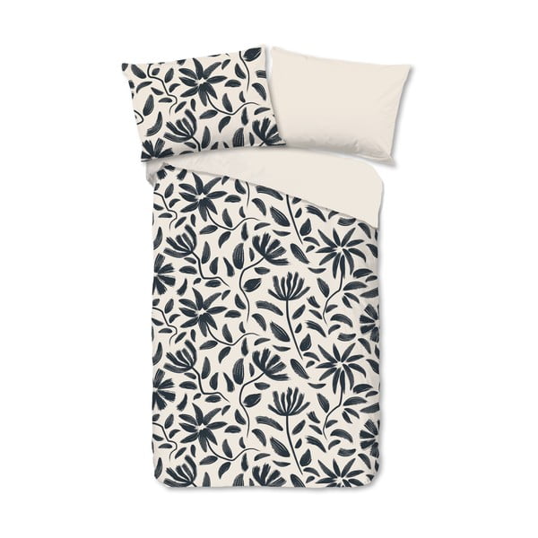 Fekete-bézs egyszemélyes pamut ágyneműhuzat 140x200 cm Emilia – Good Morning