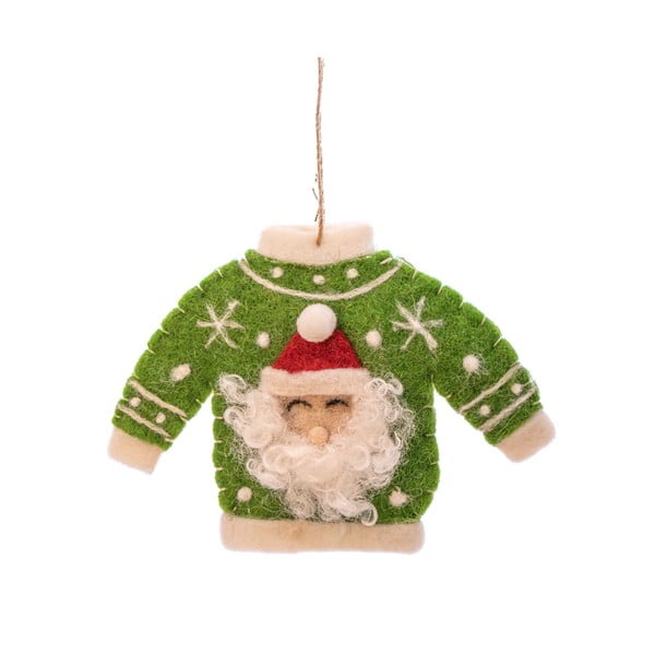 Textil kézzel készített karácsonyfadísz 12 cm Santa Jumper – Sass & Belle